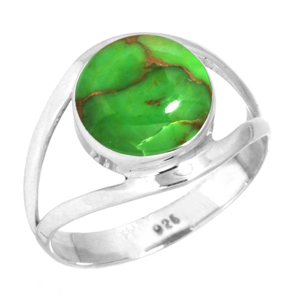 925 Sterling Silver Ring Women Gemstone Handmade Jewelry Engagement Gift Blue Green Purple Copper Turquoise Pearl Lapis Mother Of Pearl Boho