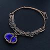 Blue Sapphire Necklace, Handmade Gemstone Necklace, 999 Copper Wire Wrapped Necklace Antique Jewelry, For Engagement Gift