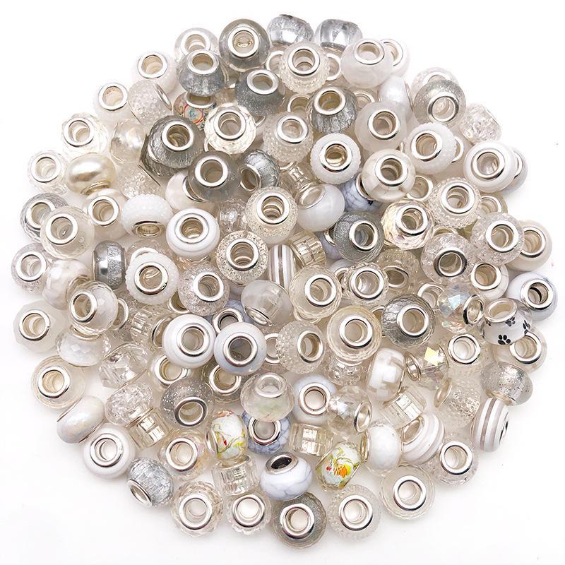 Sortierte Panjia-Stil Großlochperlen (10 Stück): Gelb, Grün, Rosa, Blau, Lila für DIY-Armbänder.