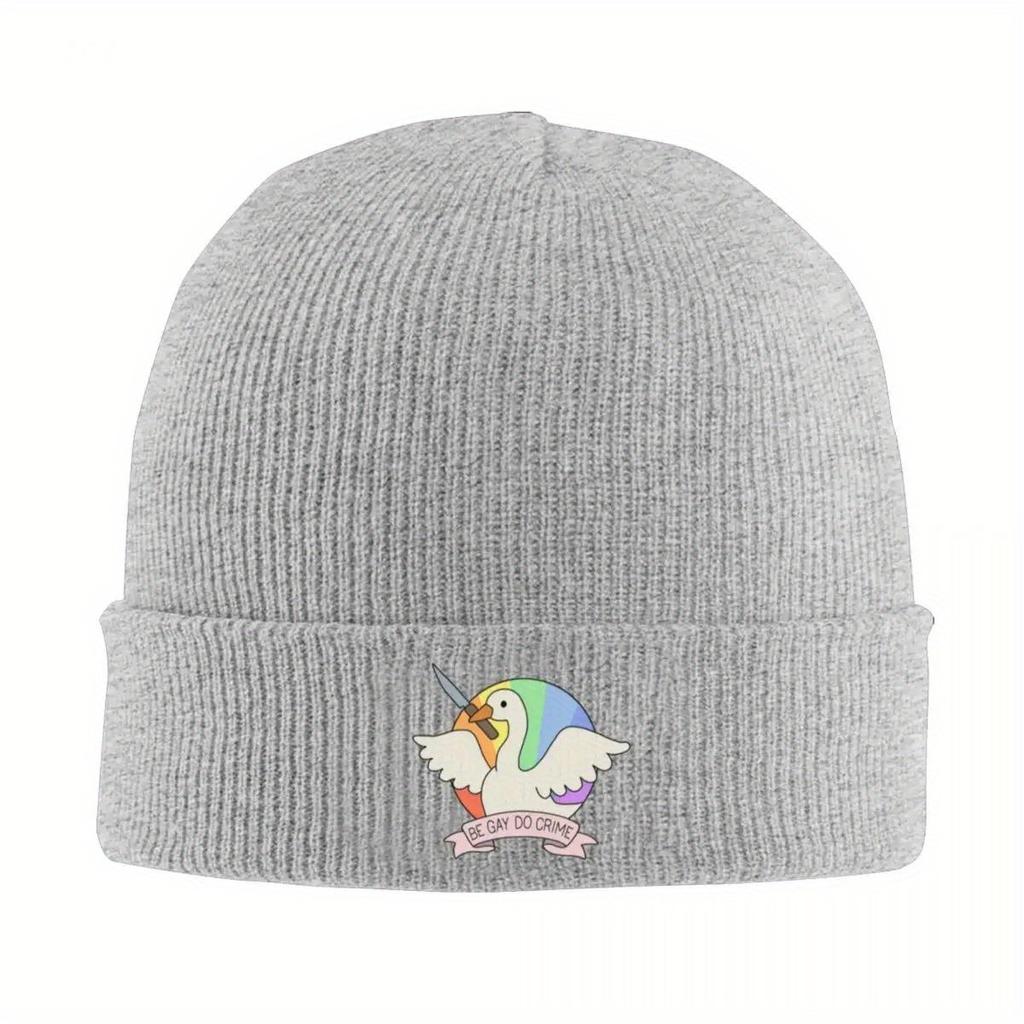 Be Gay Do Crime - Goose Warm Knitted Cap Hip Hop Bonnet Hat Autumn Winter Outdoor Beanies Hats for Men Women Adult