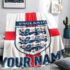 1PC Custom Name England Soccer Patterned Flannel Blanket Suitable For All Seasons for Home Decor Warmth and Comfort Gifts Holiday Present
