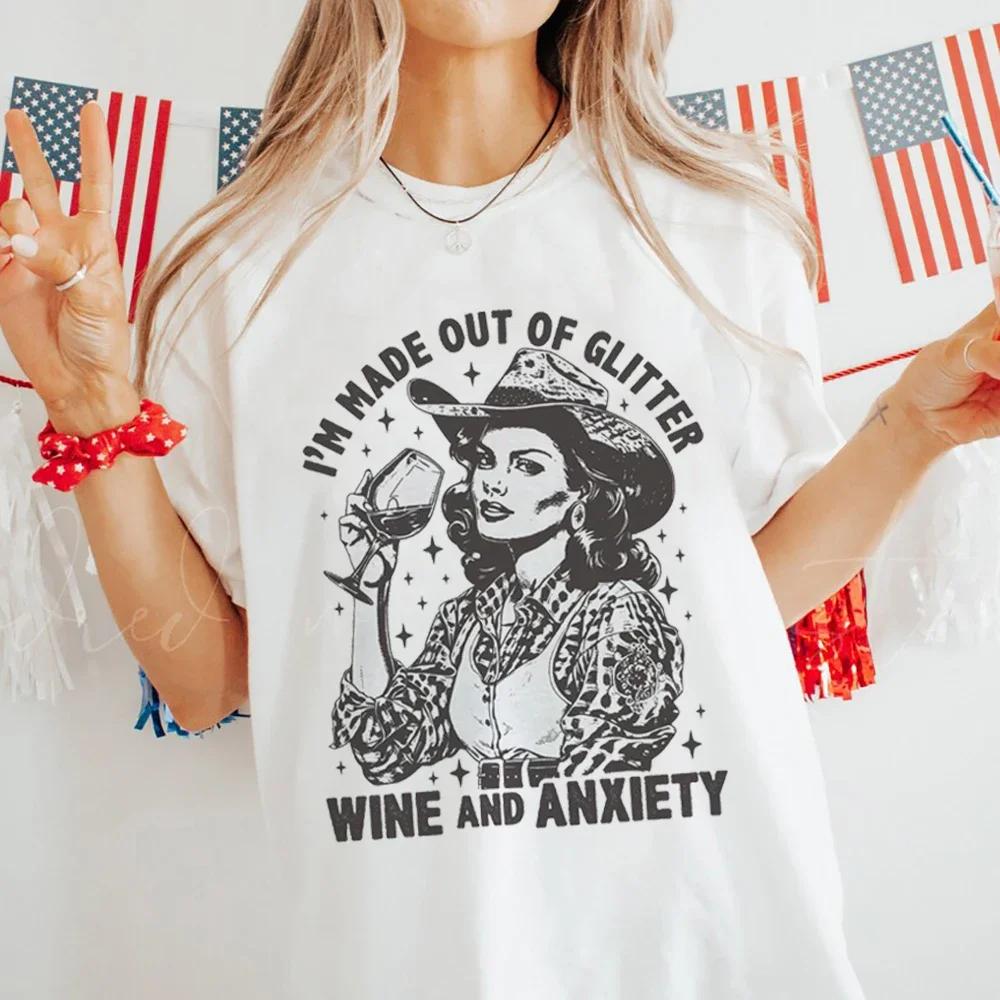 

Im Making Out Of Glitter Wine and Anxiety Pattern Trendy Style 90s ONeck Printed Short Sleeves Casual Fashion Summer TShirt 3XL