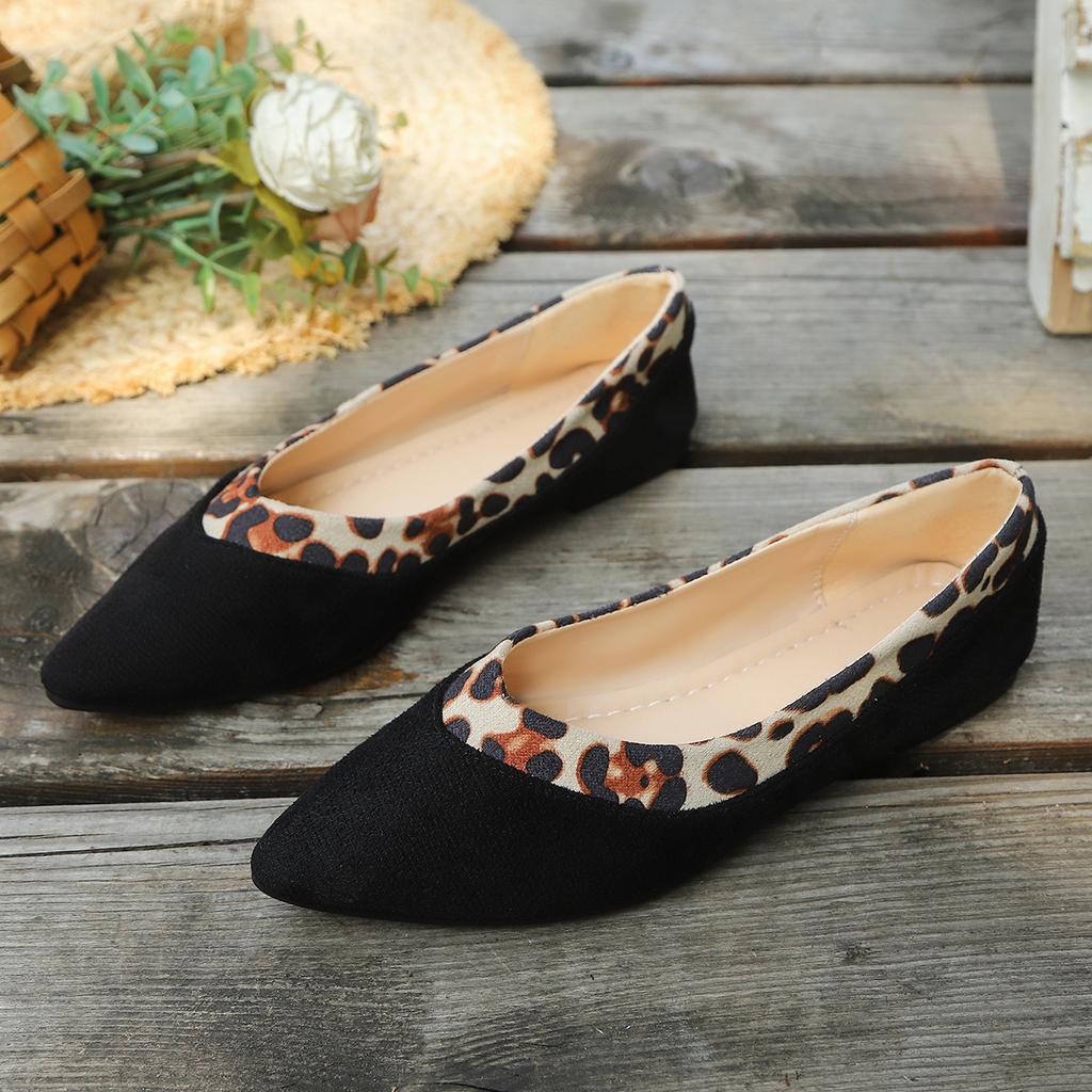 Fashion Pointe Toe Spring Summer Flat Fashion Ladies Shoes Slip-on Size Retro Comfortable Leopard Shoes Women Flats Woman Casual Shoes