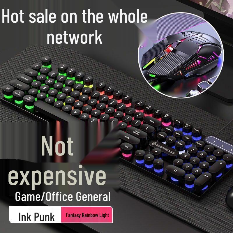 USB Wired Mechanical Keyboard & Mouse Set for Desktop/Laptop Gaming