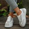 Fashion Fashion Mix Color Lace Up Flat Skate Shoes Women 2025 Autumn Round Toe Soft Thick Bottom Sneakers Comfort Non Slip Sports Shoes