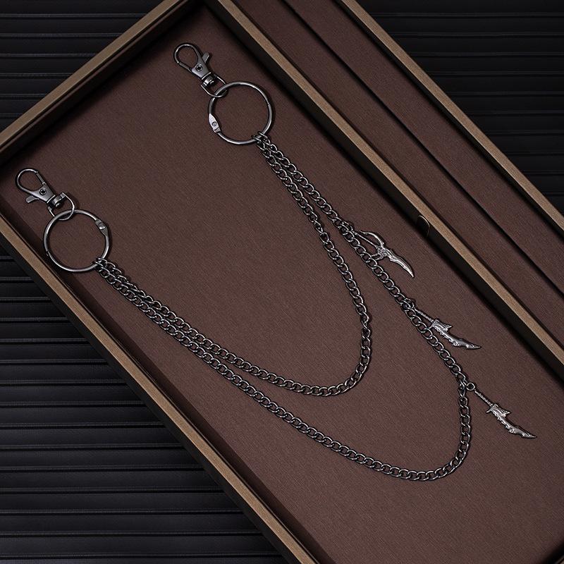 Treasure Knife Pendant Trouser Chain Hip Hop Punk Multi-Layer Metal Waist Chain Trendy Cool Exaggerated Jeans With Accessories