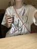 Plus Size Women's Summer Retro Letter Graffiti Short Sleeve Oversized T-Shirt
