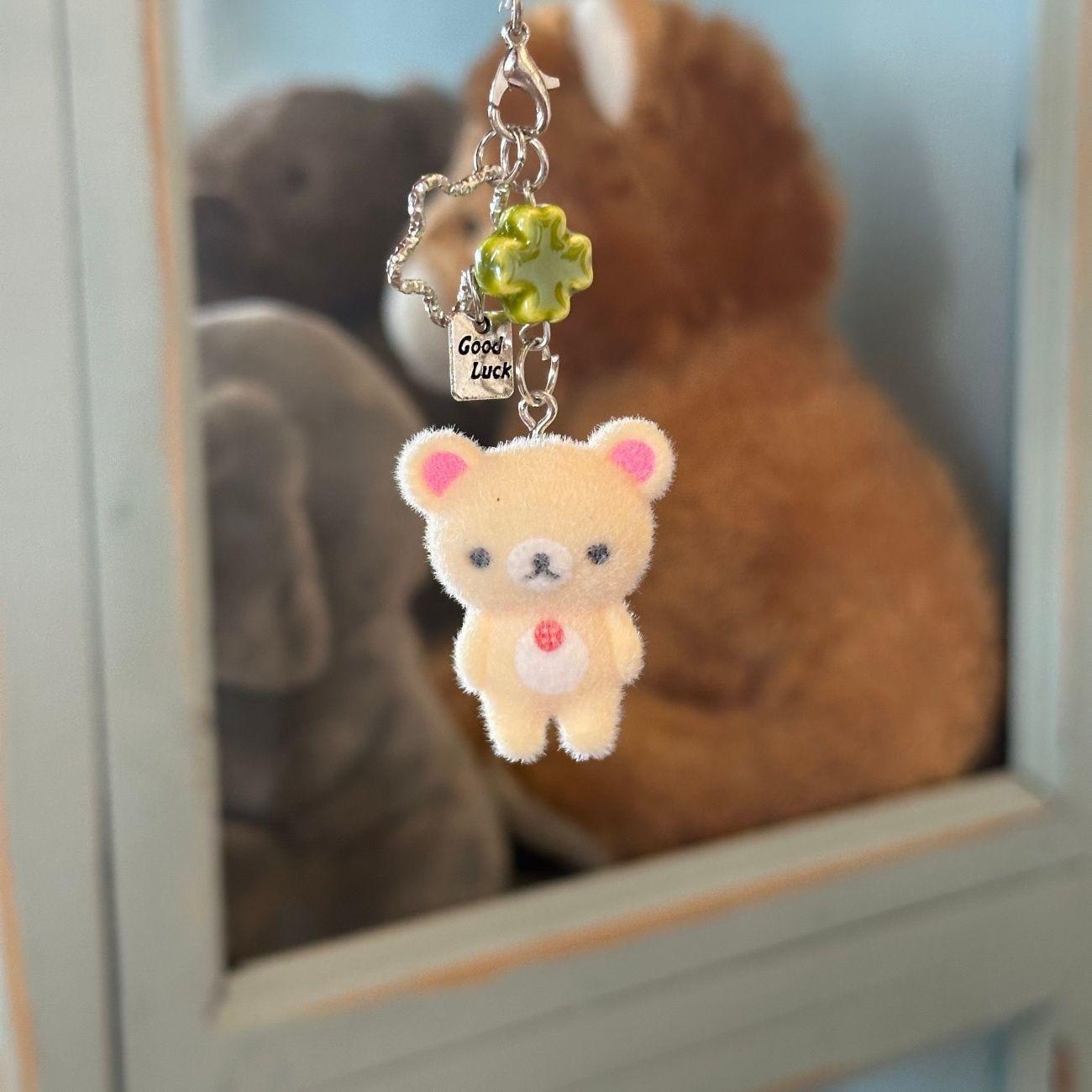Cute Cartoon Bear Resin Keychain & Lanyard Pendant