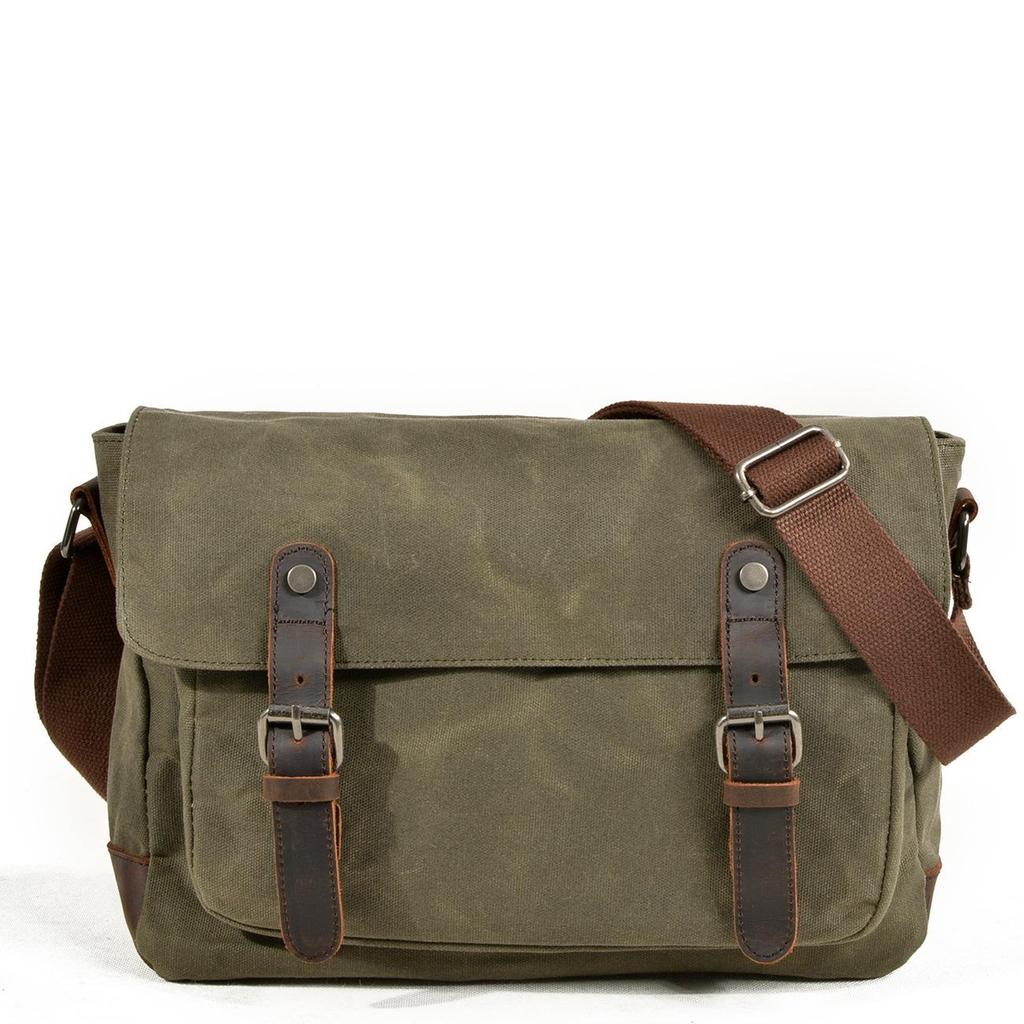 Mukawa Men's Water-Repellent Canvas Crossbody Messenger Bag - Retro Sports Shoulder Bag