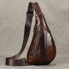 Creative fashion breast bag men's leather shoulder bag messenger bag first layer cowhide retro men's bag