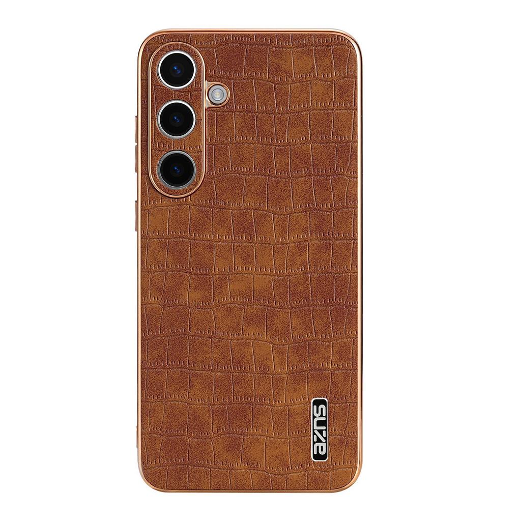 Suitable for Samsung S25ultra Phone Case, Crocodile Pattern Galaxy Full Cover Electroplated S24 Shockproof 23ultra Leather Case