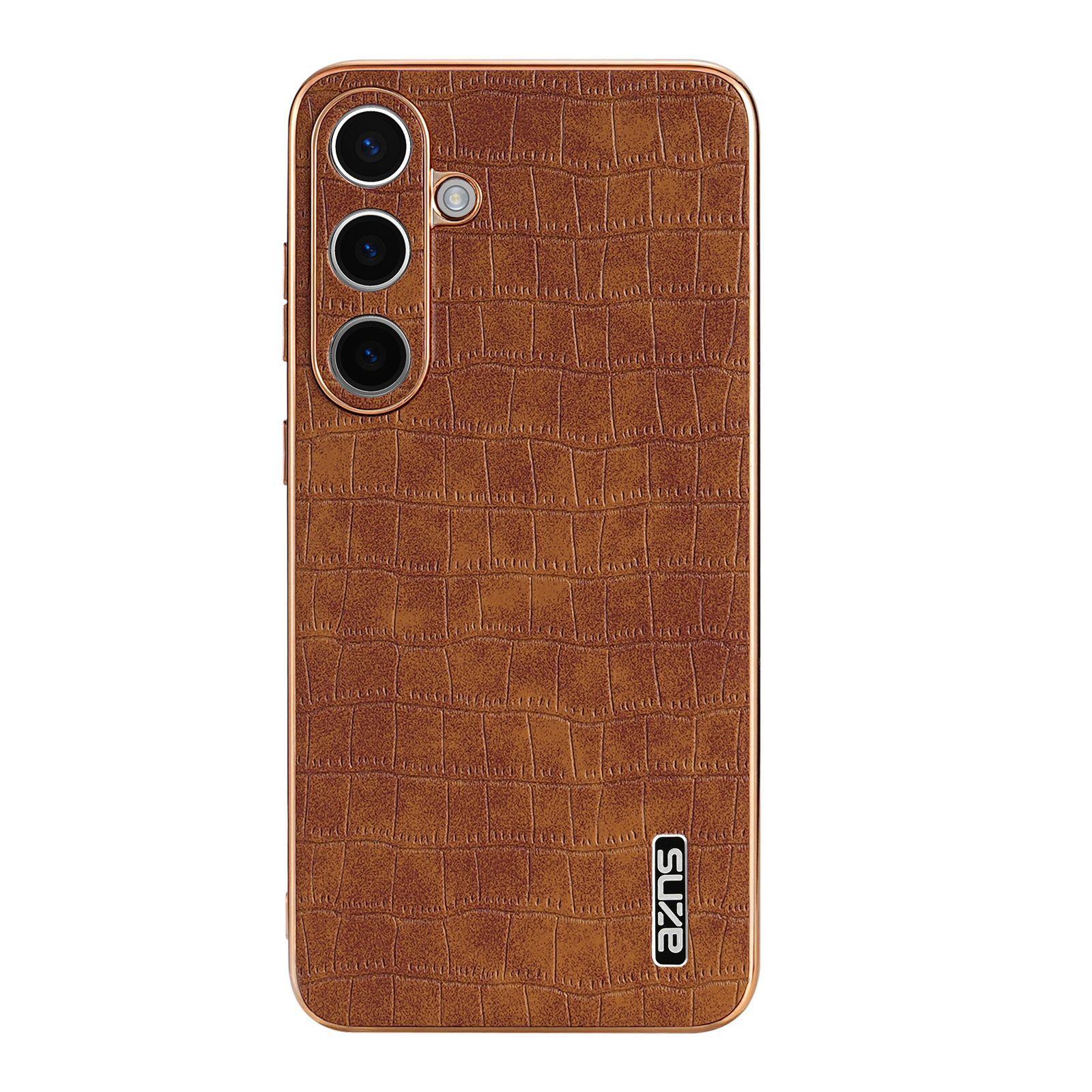 Custodia per Telefono Adatta per Samsung S25ultra, Modello Coccodrillo Galaxy Copertura Completa Galvanizzata S24 Antiurto 23ultra Custodia in Pelle