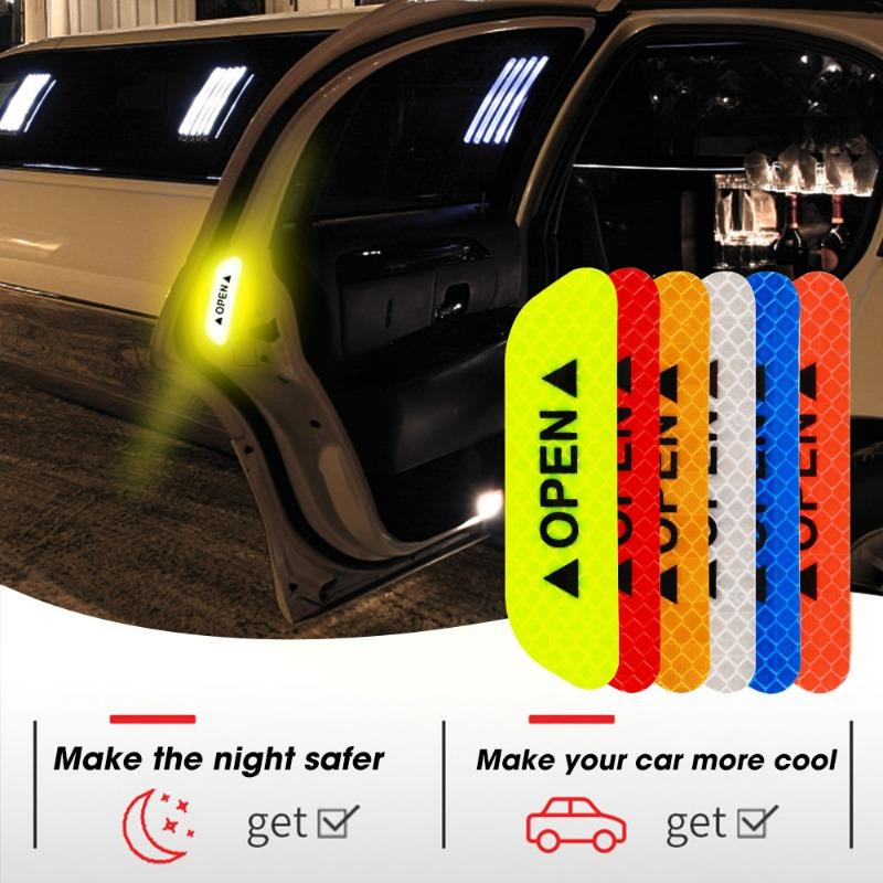 24/2PCS Reflective Car Door Sticker Safety Warning Stickers Reflector Tape Decal Safety Accessories Exterior Car Door Reflector
