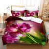 Flowers Queen Bedding Set 3D Print Singlesided Printed Comforter Plant Leaves Romantic and Warm Duvet Bedding Cover For Girls