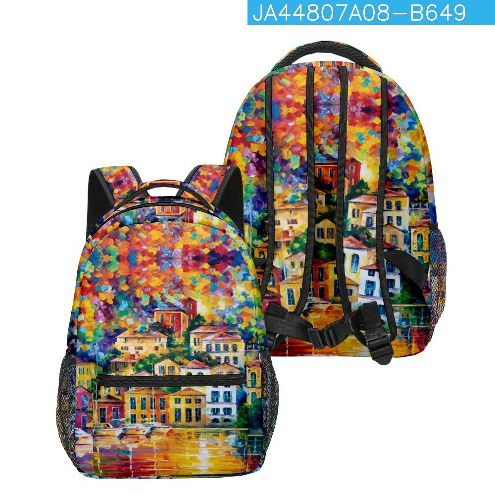 

Модные Новые Крутые Рюкзаки для студентов с масляной живописью, Рюкзаки для ноутбуков с 3D-принтом, Водонепроницаемые рюкзаки из Оксфорда для путешествий для мальчиков/девочек бежевый