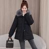 Medium and long large fur collar cotton clothes lapel new women's cotton-padded clothes, thickened loose large size coats in autumn and winter