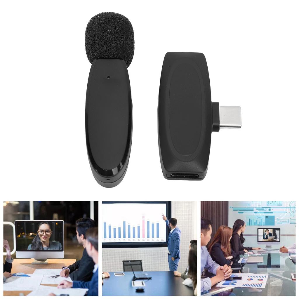 Wireless Lavalier Microphone Noise Cancelling 2.4GHz Omnidirectional Lapel Mic for Video Recording L