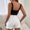 European and American black sports solid color slim-fit sleeveless waist shoulder strap backless small vest