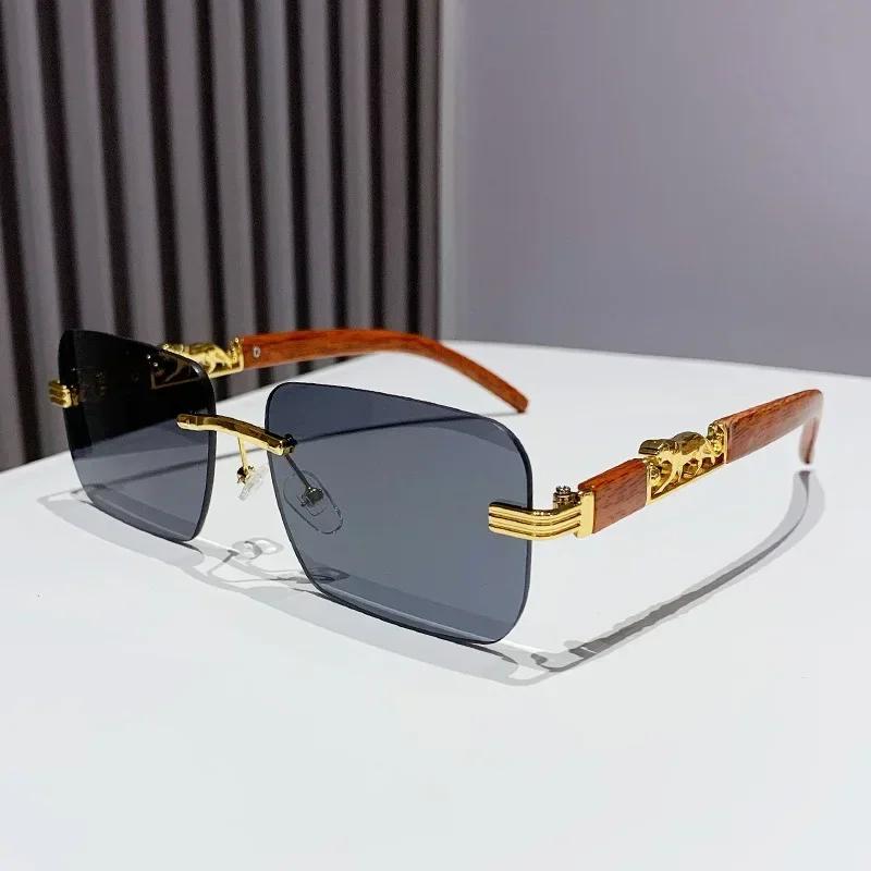 Classic Rimless Square Sunglasses Women Men Designer Brand Sun Glasses Female Male Personality Metal Mirror Oculos De Sol