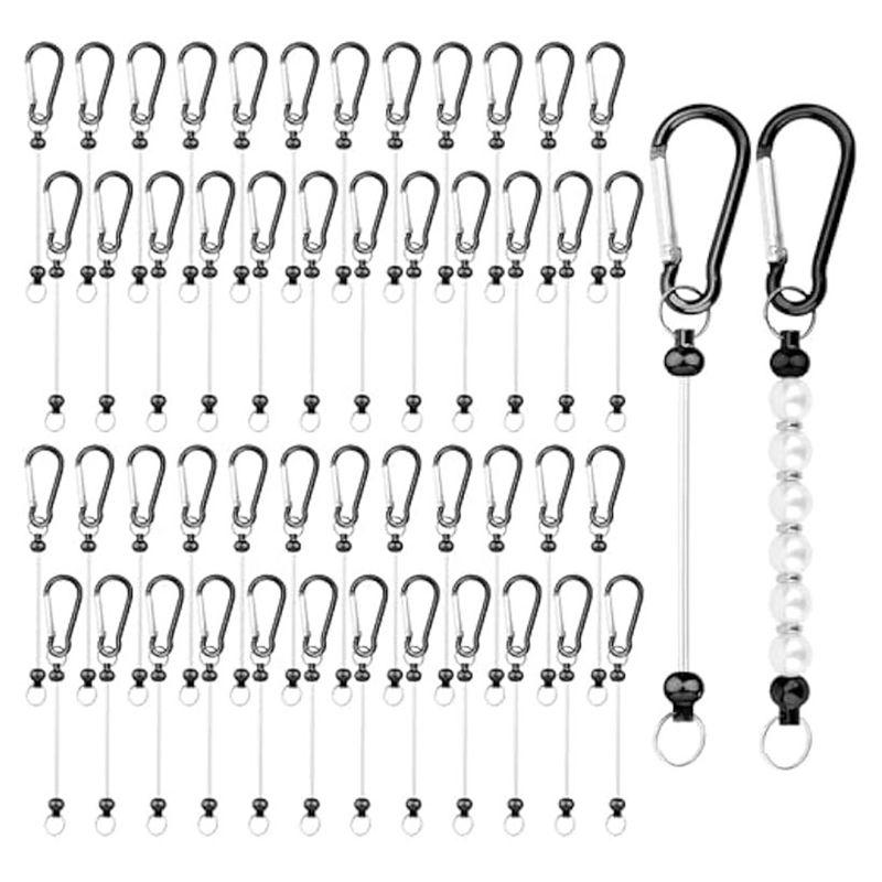 A95D-50Pcs Beadable Keychain Bars, Bead Key Chain Making Kit Keychain Accessories Charms Beads DIY Blank Metal Keychain
