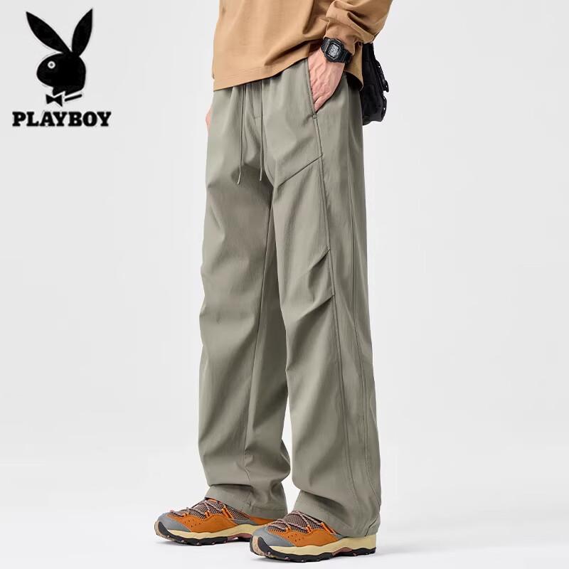 Playboy Men's Ice Silk Loose Straight Casual Sports Pants