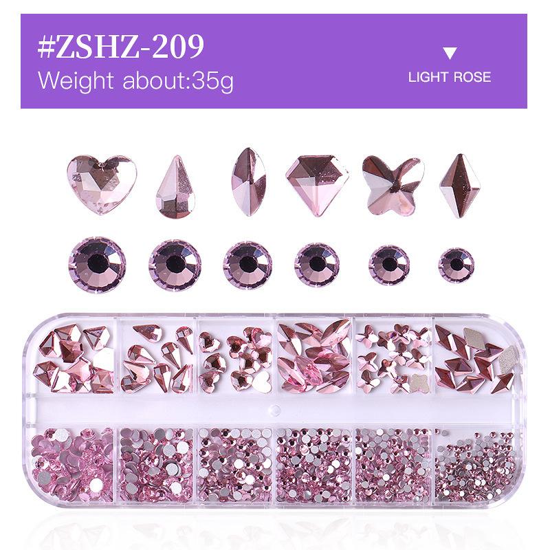 Nagelkonst Smycken 12-Fack Förpackad Glas Strass Nagelkonst Diamant Specialformad Diamant Nagelkonst Smycken Blandad