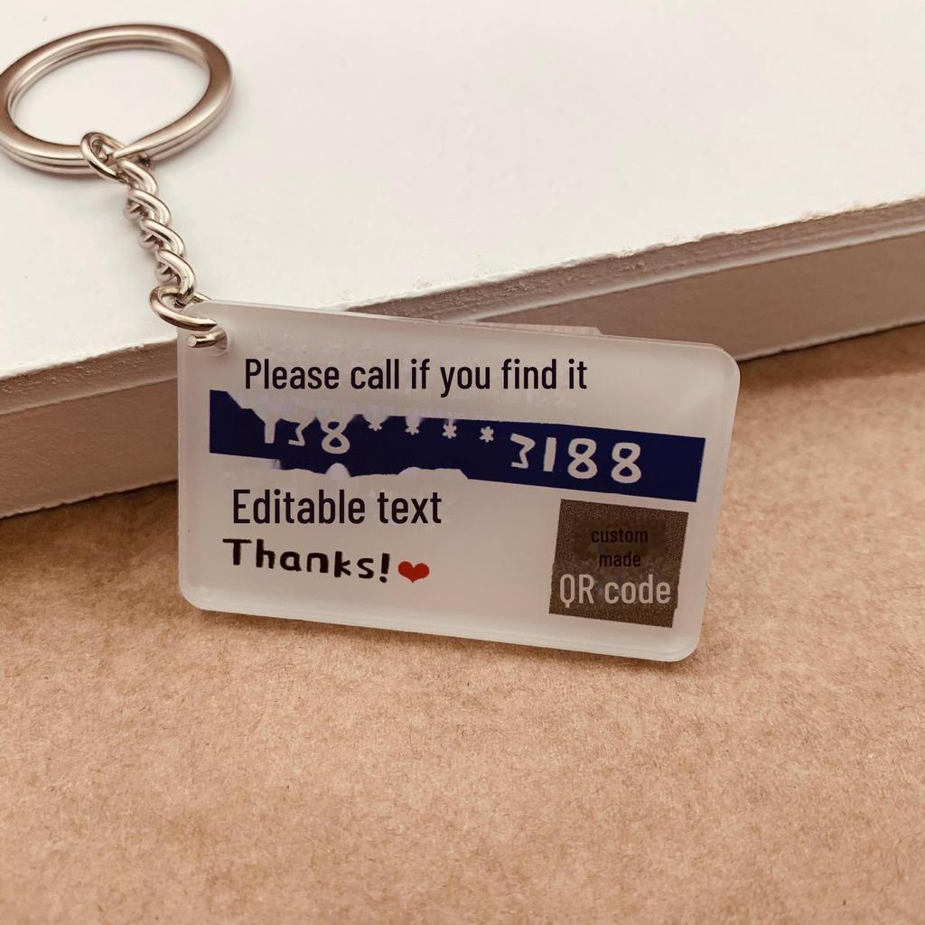 Creative Acrylic QR Code Keychain & Contact Card Pendant – Lost & Found Accessory for School Bags