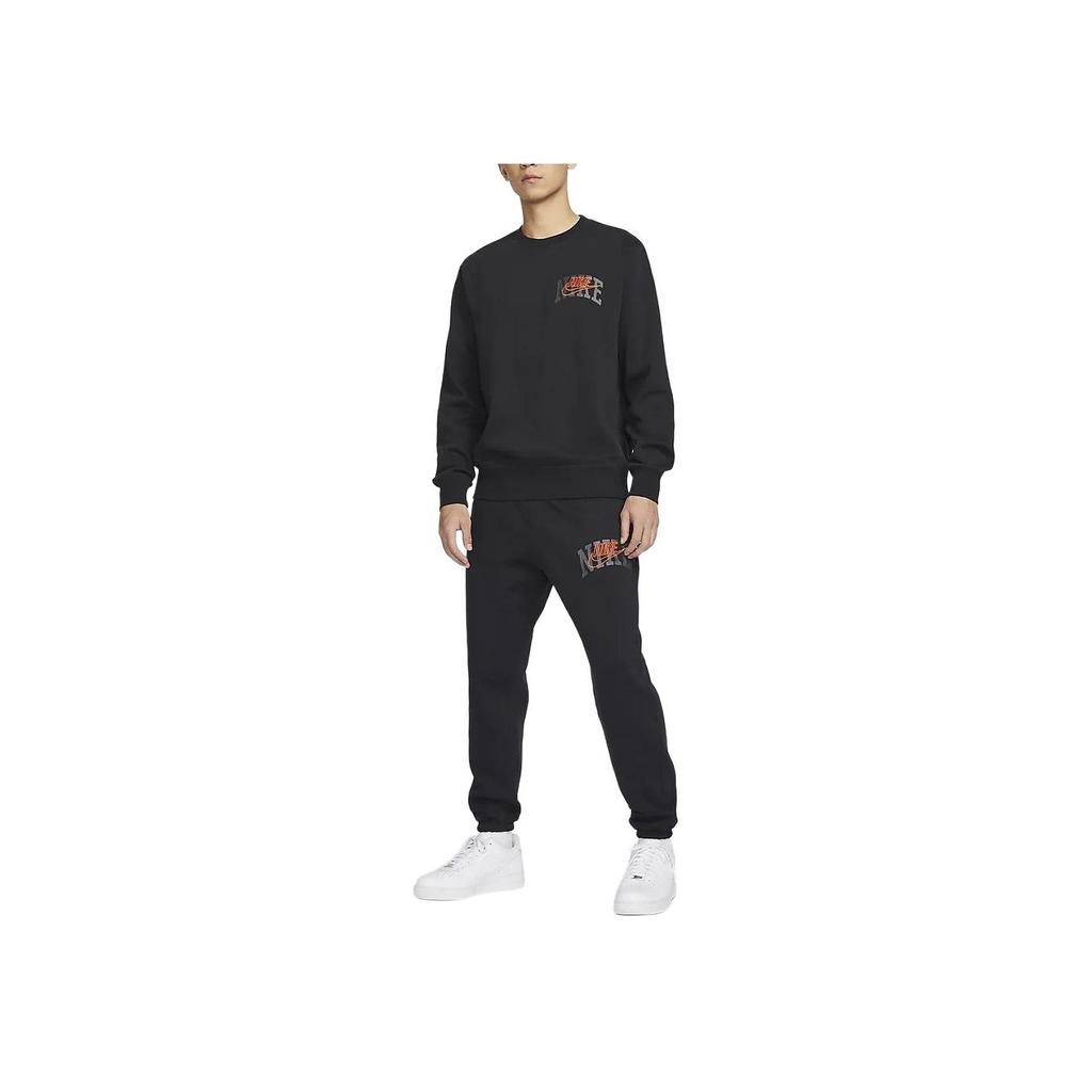 Nike Club Fleece Embroidered Logo Crew Neck Sweatshirt Men Tops Black FV4446-010