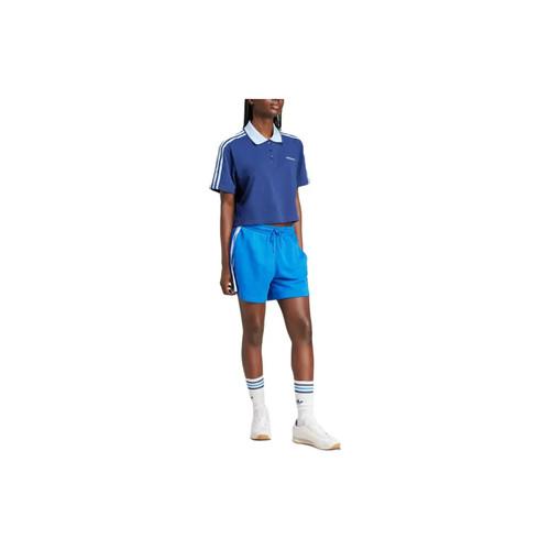 adidas LOOSE CROP Loose-fitting cropped short-sleeved polo shirt for women, blue
