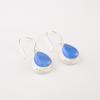 Dark Blue Cat's Eye Gemstone 925 Stamped Silver Jewelry Handmade Earrings 1.40" EE-9-45