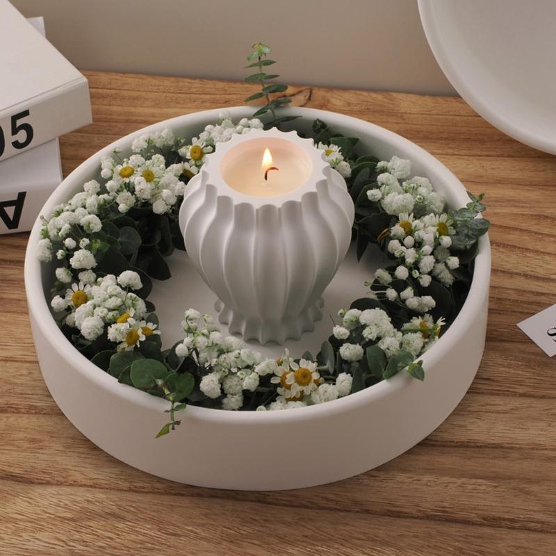 Round Storage Bowl Silicone Molds Candle Tray Molds Plaster Molds Epoxy Resin Molds Castings Molds Flower Pots Molds