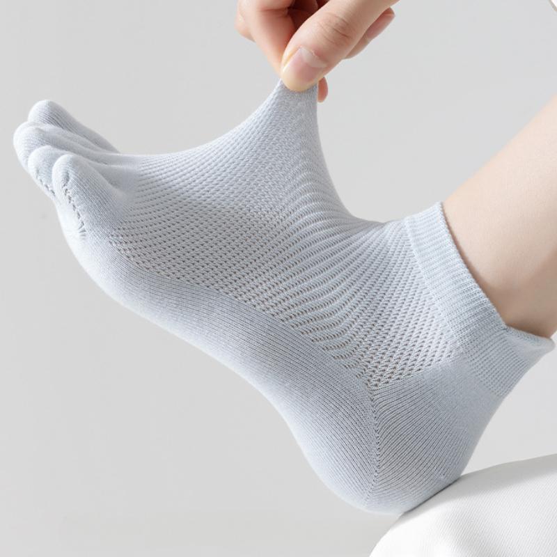5 Pairs Spring Summer Women Socks Soft Mesh Breathable Cotton Sweat Absorbent Five Finger Socks Outdoor Sports Split Toe Socks
