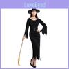 Enchanting Polyester Black Witch Outfit For Women Ideal For Halloween And Cosplay Fun