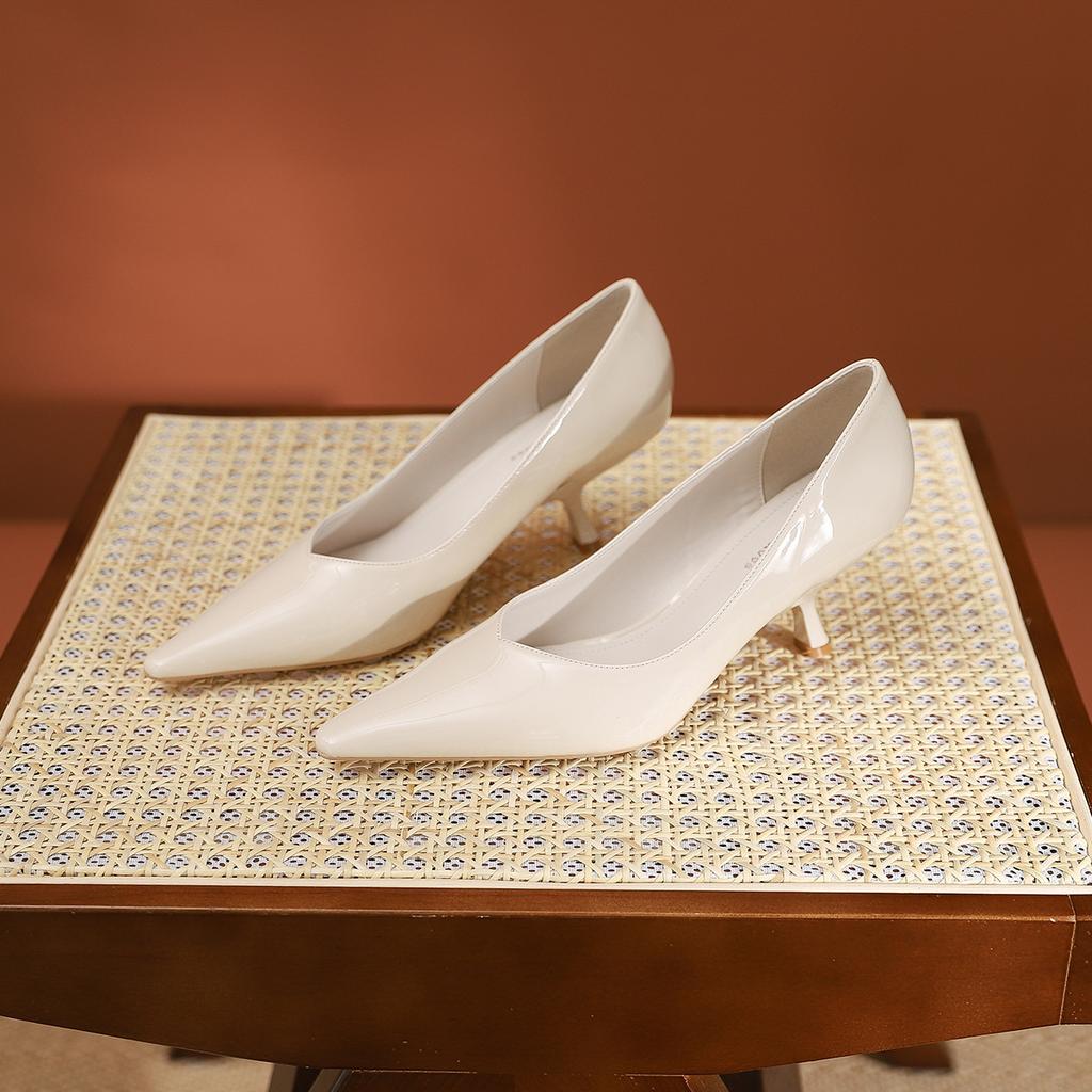 6982-2 French pointed patent leather high-heeled shoes autumn new simple commuter shoes work shoes stiletto women's shoes