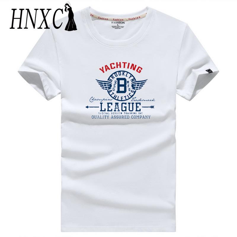 HNXC Cotton Short Sleeve T-shirt Men's Fashion Loose Half Sleeve Shirt Printed Compassionate Shirt