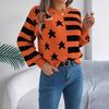 Autumn and Winter Casual Starry Striped Lantern Long-sleeved Pullover Sweater Women's Clothing