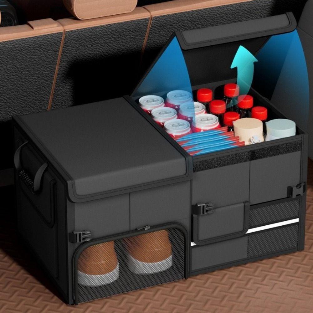 60L Trunk Storage Box Large Capacity Car Trunk Organizer Camping Car Storage Box  Camping