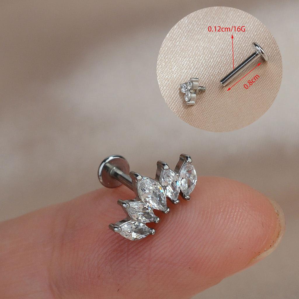 1PC Titanium Stainless Steel Earrings Tiny Butterfly Leaf Flat Rook Lobe Cartilage Snug Helix Couch Tragus Labre Piercing 16G