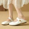 Women's Mary Jane Shoes Round Toe Flat Sole One-length Velcro Cover Toe Sandals Dress Retro All-match Spring Autumn Single Shoes