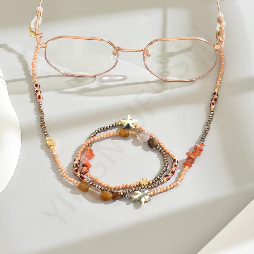 Kreative Farbserie Brillenband Glasperlen BrillenKette Nischen-Designgefühl Halskette Lesebrille Anti-Drop-Kette