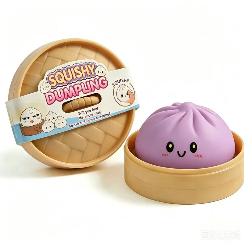 Nieuwe Glitter Dumpling Glitter Dumpling Squishy met Doos Dumplings Sensorisch Knijpspeelgoed voor Stressverlichting S