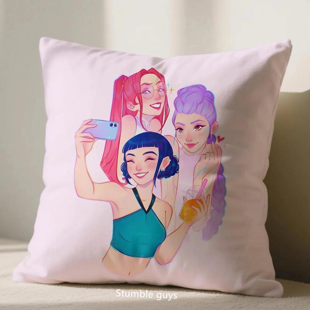 

Anime 45X45cm Sofa Cushion Cover Demon Hunters Kpop Pillowcase Decor 18x18Inch