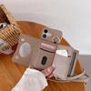 Wallet Card Holder Slot Phone Case for IPhone 16E 16 15 14 Pro 13 12 Mini 11ProMax Ring Crossbody PU Leather Anti-fall Cover