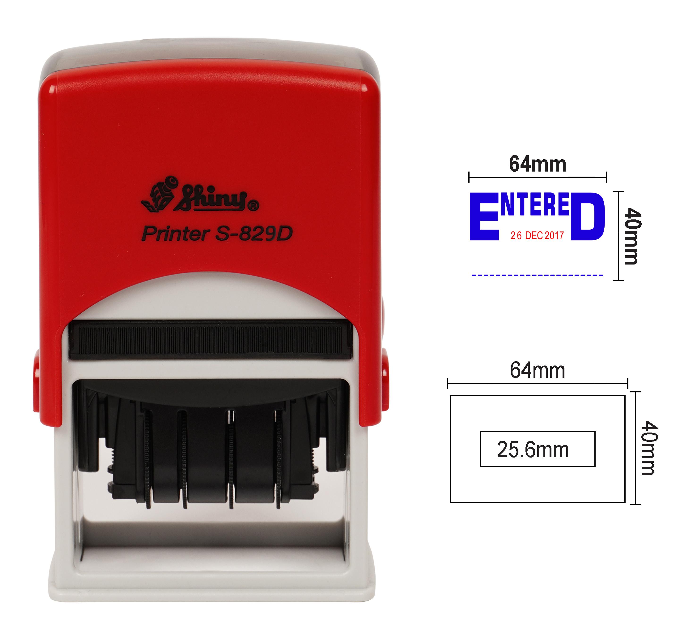 

Shiny Date Stamper Self Inking With Entered Text Ofiice Stationery Rubber Stamp Blue With Red Date - 64mm x 40mm синій