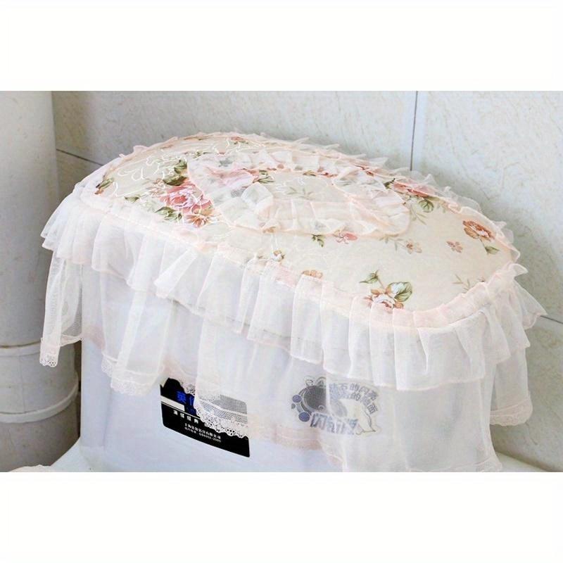 3 PCS/Set High Grade Lace Fabric Bathroom Toilet Seat Cover With Zipper Thick Seat Cushion