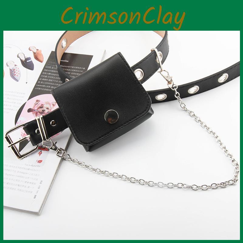 With Comes Bag And Chain Black Waist Belt Needle Buckle Without Punching
