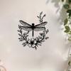 1pc Dragonfly Floral Metal Wall Art, Weather Resistant Garden Statue Mural for Patio, Gift for New Year Easter Nature Insect Lovers