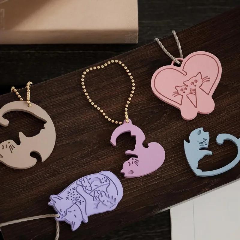Crystal Dropper DIY Resin Cat Pendant Hanging Aromatherapy Couple Kitten Keychain Silicone Mold