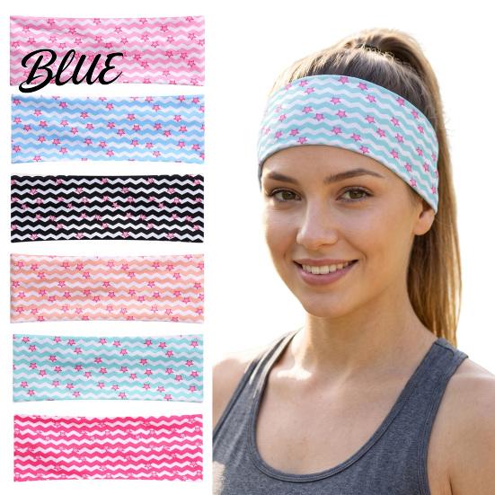 Hair Fixing Tools for Face Washing Elastic Wide Headband Women Non-Slip Stretchy Band with Star Brimmed Holders Wave Print Yoga Running Sports