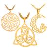 Dawapara Triskele Keltisches Symbol Halskette Triskelion Dreifache Spirale Dreifaltigkeitsknoten Halbmond Anhänger Edelstahl Schmuck